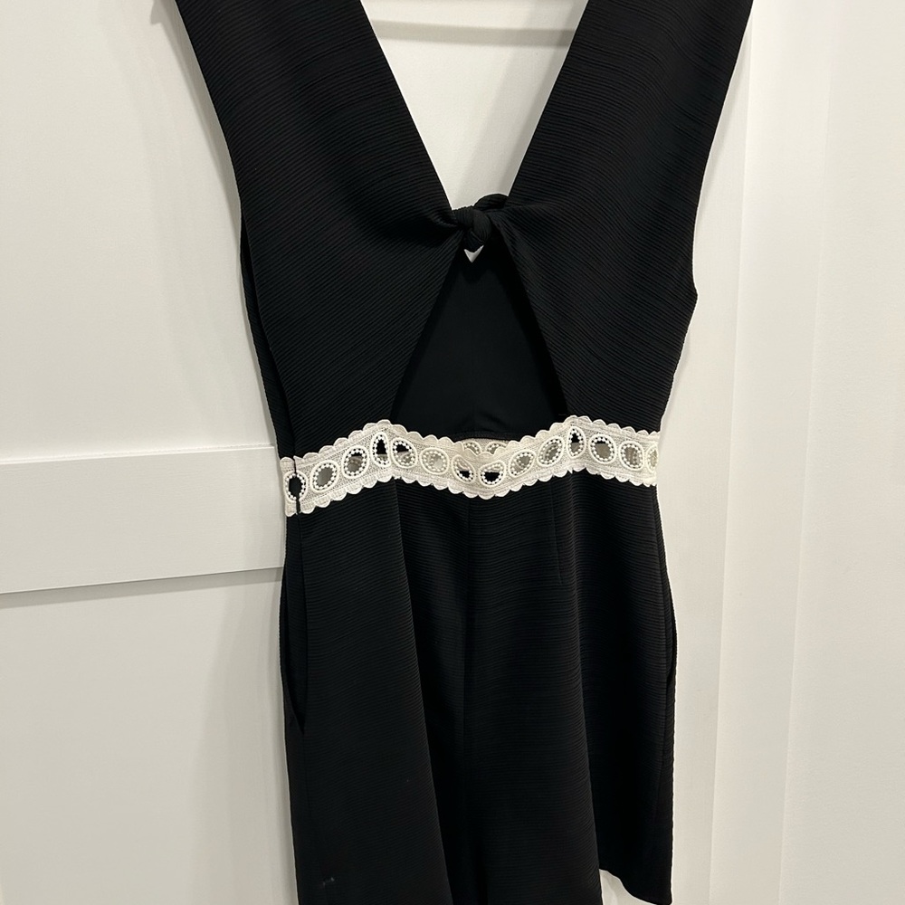 Sandro Black Dress with White Lace Detail